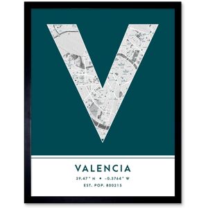 Wee Blue Coo Wall Art Print Valencia Spain City Map Modern Typography Stylish Letter Framed Word in Teal Size: W12" x H16" Teal W12" x H16" Wee Blue Coo Wall Art Print Valencia Spain City Map Modern Typography Stylish Letter Framed Word in Teal Size: W12" x H16" Teal W12" x H16"