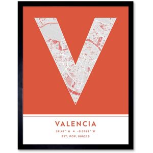 Wee Blue Coo Wall Art Print Valencia Spain City Map Modern Typography Stylish Letter Framed Word in Orange Size: W12" x H16" Orange W12" x H16" Wee Blue Coo Wall Art Print Valencia Spain City Map Modern Typography Stylish Letter Framed Word in Orange Size: W12" x H16" Orange W12" x H16"