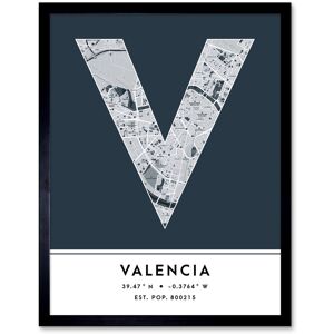 Wee Blue Coo Wall Art Print Valencia Spain City Map Modern Typography Stylish Letter Framed Word in Navy Size: W12" x H16" Navy W12" x H16" Wee Blue Coo Wall Art Print Valencia Spain City Map Modern Typography Stylish Letter Framed Word in Navy Size: W12" x H16" Navy W12" x H16"