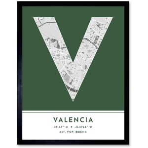 Wee Blue Coo Wall Art Print Valencia Spain City Map Modern Typography Stylish Letter Framed Word in Green Size: W12" x H16" Green W12" x H16" Wee Blue Coo Wall Art Print Valencia Spain City Map Modern Typography Stylish Letter Framed Word in Green Size: W12" x H16" Green W12" x H16"