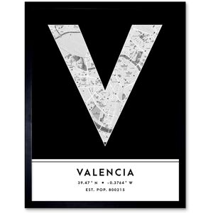 Wee Blue Coo Wall Art Print Valencia Spain City Map Modern Typography Stylish Letter Framed Word in Black Size: W12" x H16" Black W12" x H16" Wee Blue Coo Wall Art Print Valencia Spain City Map Modern Typography Stylish Letter Framed Word in Black Size: W12" x H16" Black W12" x H16"
