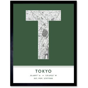 Wee Blue Coo Wall Art Print Tokyo Japan City Map Modern Typography Stylish Letter Framed Word in Green Size: W12" x H16" Green W12" x H16" Wee Blue Coo Wall Art Print Tokyo Japan City Map Modern Typography Stylish Letter Framed Word in Green Size: W12" x H16" Green W12" x H16"