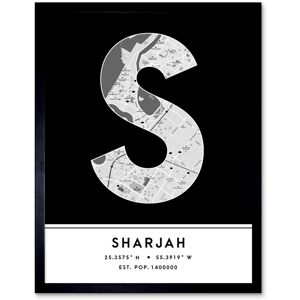 Wee Blue Coo Wall Art Print Sharjah United Arab Emirates City Map Modern Typography Stylish Letter Framed Word in Black Size: W12" x H16" Black W12" x H16" Wee Blue Coo Wall Art Print Sharjah United Arab Emirates City Map Modern Typography Stylish Letter Framed Word in Black Size: W12" x H16" Black W12" x H16"