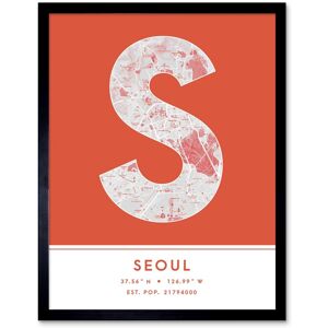 Wee Blue Coo Wall Art Print Seoul South Korea City Map Modern Typography Stylish Letter Framed Word in Orange Size: W12" x H16" Orange W12" x H16" Wee Blue Coo Wall Art Print Seoul South Korea City Map Modern Typography Stylish Letter Framed Word in Orange Size: W12" x H16" Orange W12" x H16"