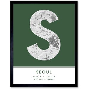 Wee Blue Coo Wall Art Print Seoul South Korea City Map Modern Typography Stylish Letter Framed Word in Green Size: W12" x H16" Green W12" x H16" Wee Blue Coo Wall Art Print Seoul South Korea City Map Modern Typography Stylish Letter Framed Word in Green Size: W12" x H16" Green W12" x H16"
