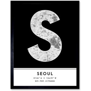 Wee Blue Coo Wall Art Print Seoul South Korea City Map Modern Typography Stylish Letter Framed Word in Black Size: W12" x H16" Black W12" x H16" Wee Blue Coo Wall Art Print Seoul South Korea City Map Modern Typography Stylish Letter Framed Word in Black Size: W12" x H16" Black W12" x H16"
