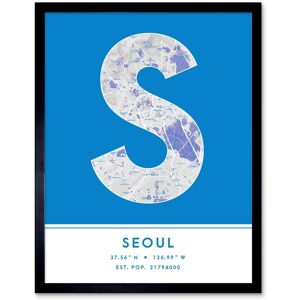 Wee Blue Coo Wall Art Print Seoul South Korea City Map Modern Typography Stylish Letter Framed Word in Blue Size: W12" x H16" Blue W12" x H16" Wee Blue Coo Wall Art Print Seoul South Korea City Map Modern Typography Stylish Letter Framed Word in Blue Size: W12" x H16" Blue W12" x H16"