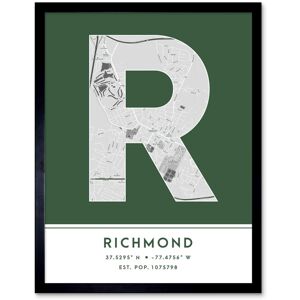 Wee Blue Coo Wall Art Print Richmond United States City Map Modern Typography Stylish Letter Framed Word in Green Size: W12" x H16" Green W12" x H16" Wee Blue Coo Wall Art Print Richmond United States City Map Modern Typography Stylish Letter Framed Word in Green Size: W12" x H16" Green W12" x H16"