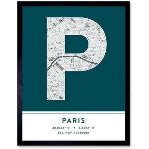 Wee Blue Coo Wall Art Print Paris France City Map Modern Typography Stylish Letter Framed Word in Teal Size: W12" x H16" Teal W12" x H16" Wee Blue Coo Wall Art Print Paris France City Map Modern Typography Stylish Letter Framed Word in Teal Size: W12" x H16" Teal W12" x H16"