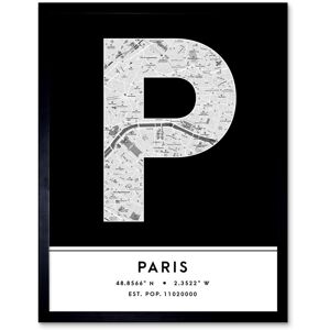 Wee Blue Coo Wall Art Print Paris France City Map Modern Typography Stylish Letter Framed Word in Black Size: W12" x H16" Black W12" x H16" Wee Blue Coo Wall Art Print Paris France City Map Modern Typography Stylish Letter Framed Word in Black Size: W12" x H16" Black W12" x H16"