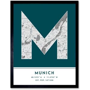 Wee Blue Coo Wall Art Print Munich Germany City Map Modern Typography Stylish Letter Framed Word in Teal Size: W12" x H16" Teal W12" x H16" Wee Blue Coo Wall Art Print Munich Germany City Map Modern Typography Stylish Letter Framed Word in Teal Size: W12" x H16" Teal W12" x H16"