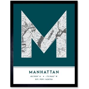 Wee Blue Coo Wall Art Print Manhattan New York United States City Map Modern Typography Stylish Letter Framed Word in Teal Size: W12" x H16" Teal W12" x H16" Wee Blue Coo Wall Art Print Manhattan New York United States City Map Modern Typography Stylish Letter Framed Word in Teal Size: W12" x H16" Teal W12" x H16"