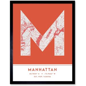 Wee Blue Coo Wall Art Print Manhattan New York United States City Map Modern Typography Stylish Letter Framed Word in Orange Size: W12" x H16" Orange W12" x H16" Wee Blue Coo Wall Art Print Manhattan New York United States City Map Modern Typography Stylish Letter Framed Word in Orange Size: W12" x H16" Orange W12" x H16"