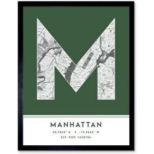 Wee Blue Coo Wall Art Print Manhattan New York United States City Map Modern Typography Stylish Letter Framed Word in Green Size: W12" x H16" Green W12" x H16" Wee Blue Coo Wall Art Print Manhattan New York United States City Map Modern Typography Stylish Letter Framed Word in Green Size: W12" x H16" Green W12" x H16"
