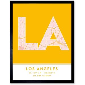 Wee Blue Coo Wall Art Print Los Angeles California United States City Map Modern Typography Stylish Letter Framed Word in Yellow Size: W12" x H16" Yellow W12" x H16" Wee Blue Coo Wall Art Print Los Angeles California United States City Map Modern Typography Stylish Letter Framed Word in Yellow Size: W12" x H16" Yellow W12" x H16"
