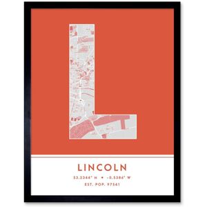 Wee Blue Coo Wall Art Print Lincoln England United Kingdom City Map Modern Typography Stylish Letter Framed Word in Orange Size: W12" x H16" Orange W12" x H16" Wee Blue Coo Wall Art Print Lincoln England United Kingdom City Map Modern Typography Stylish Letter Framed Word in Orange Size: W12" x H16" Orange W12" x H16"