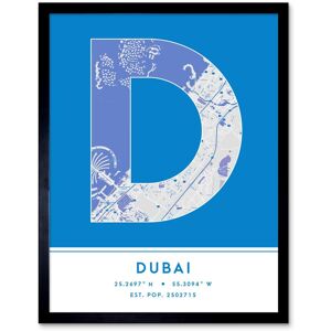 Wee Blue Coo Wall Art Print Dubai United Arab Emirates City Map Modern Typography Stylish Letter Framed Word in Blue Size: W12" x H16" Blue W12" x H16" Wee Blue Coo Wall Art Print Dubai United Arab Emirates City Map Modern Typography Stylish Letter Framed Word in Blue Size: W12" x H16" Blue W12" x H16"