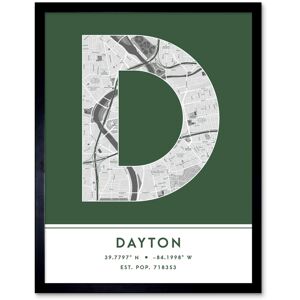 Wee Blue Coo Wall Art Print Dayton Ohio United States City Map Modern Typography Stylish Letter Framed Word in Green Size: W12" x H16" Green W12" x H16" Wee Blue Coo Wall Art Print Dayton Ohio United States City Map Modern Typography Stylish Letter Framed Word in Green Size: W12" x H16" Green W12" x H16"