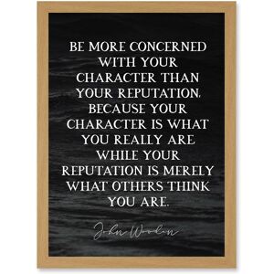 Artery8 - Slate Quote John Wooden Reputation Character Is What You Are Coach Basketball Inspiring - Framed Wall Art Print A4 - light oak Artery8 - Slate Quote John Wooden Reputation Character Is What You Are Coach Basketball Inspiring - Framed Wall Art Print A4 - light oak