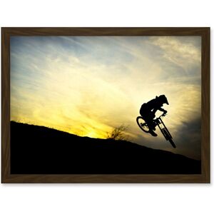 Artery8 Art Sport MTB Downhill Run Mountain Bike Silhouette Bicycle Sunset Artwork Framed Wall Art Print A4 in Brown Brown A4 Artery8 Art Sport MTB Downhill Run Mountain Bike Silhouette Bicycle Sunset Artwork Framed Wall Art Print A4 in Brown Brown A4
