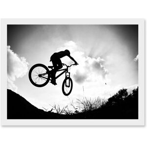 Artery8 Sport BMX Bike Jump Bicycle Silhouette Offroad Artwork Framed Wall Art Print A4 in White White Artery8 Sport BMX Bike Jump Bicycle Silhouette Offroad Artwork Framed Wall Art Print A4 in White White