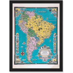 Artery8 Chase 1942 Pictorial Map South America Historic Monuments Buildings Artwork Framed Wall Art Print A4 in Black Black Artery8 Chase 1942 Pictorial Map South America Historic Monuments Buildings Artwork Framed Wall Art Print A4 in Black Black
