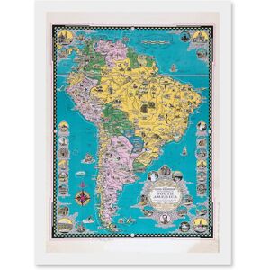 Artery8 Chase 1942 Pictorial Map South America Historic Monuments Buildings Artwork Framed Wall Art Print A4 in White White Artery8 Chase 1942 Pictorial Map South America Historic Monuments Buildings Artwork Framed Wall Art Print A4 in White White