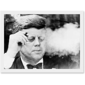Artery8 - JFK Smoking Cigar - Vintage Photo - Framed - Wall Art Print Artery8 - JFK Smoking Cigar - Vintage Photo - Framed - Wall Art Print