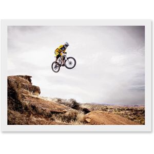 Artery8 Sport Mountain Bike Jump Sky Big Air Off-Road Artwork Framed Wall Art Print A4 in White White Artery8 Sport Mountain Bike Jump Sky Big Air Off-Road Artwork Framed Wall Art Print A4 in White White