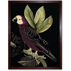 Artery8 Wall Art Print Burgundy Parrot Leaves Tree Branch on Black Vintage Linocut Art Framed in Brown Size: W12" x H16" Brown W12" x H16" Artery8 Wall Art Print Burgundy Parrot Leaves Tree Branch on Black Vintage Linocut Art Framed in Brown Size: W12" x H16" Brown W12" x H16"
