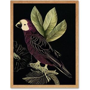 Artery8 Wall Art Print Burgundy Parrot Leaves Tree Branch on Black Vintage Linocut Art Framed in Light Oak Size: W12" x H16" Light Oak W12" x H16" Artery8 Wall Art Print Burgundy Parrot Leaves Tree Branch on Black Vintage Linocut Art Framed in Light Oak Size: W12" x H16" Light Oak W12" x H16"