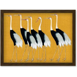 Artery8 Herons Cranes Flock Birds Ogata Korin Vintage Monochrome Illustration Mustard Yellow Artwork Framed Wall Art Print A4 in Brown Brown Artery8 Herons Cranes Flock Birds Ogata Korin Vintage Monochrome Illustration Mustard Yellow Artwork Framed Wall Art Print A4 in Brown Brown