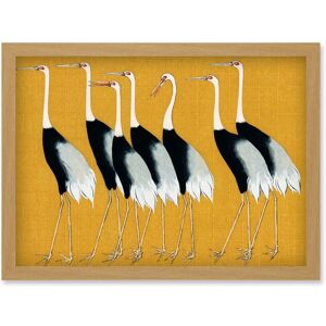 Artery8 Herons Cranes Flock Birds Ogata Korin Vintage Monochrome Illustration Mustard Yellow Artwork Framed Wall Art Print A4 in Light Oak Light Oak Artery8 Herons Cranes Flock Birds Ogata Korin Vintage Monochrome Illustration Mustard Yellow Artwork Framed Wall Art Print A4 in Light Oak Light Oak