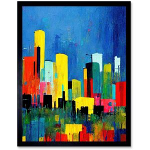Artery8 Wall Art Print Abstract Bright Midcentury Style Colourful Cityscape Skyline Painting Blue Red Yellow Teal Art Framed Size: W12" x H16" Black W12" x H16" Artery8 Wall Art Print Abstract Bright Midcentury Style Colourful Cityscape Skyline Painting Blue Red Yellow Teal Art Framed Size: W12" x H16" Black W12" x H16"