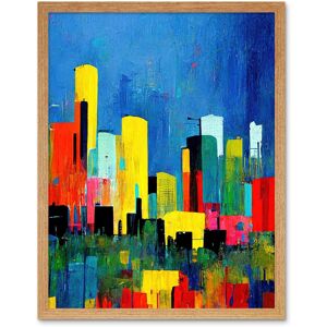 Artery8 Wall Art Print Abstract Bright Midcentury Style Colourful Cityscape Skyline Painting Blue Red Yellow Teal Art Framed Size: W12" x H16" Light Oak W12" x H16" Artery8 Wall Art Print Abstract Bright Midcentury Style Colourful Cityscape Skyline Painting Blue Red Yellow Teal Art Framed Size: W12" x H16" Light Oak W12" x H16"