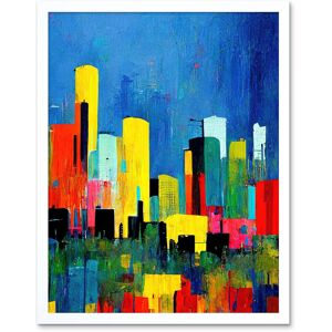 Artery8 Wall Art Print Abstract Bright Midcentury Style Colourful Cityscape Skyline Painting Blue Red Yellow Teal Art Framed Size: W12" x H16" White W12" x H16" Artery8 Wall Art Print Abstract Bright Midcentury Style Colourful Cityscape Skyline Painting Blue Red Yellow Teal Art Framed Size: W12" x H16" White W12" x H16"