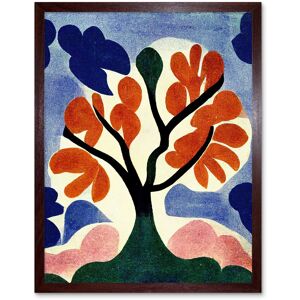 Artery8 Wall Art Print Abstract Painting Bright Matisse Style Lone Tree Painting Orange Blue Pink Green Art Framed in Brown Size: W12" x H16" Brown W12" x H16" Artery8 Wall Art Print Abstract Painting Bright Matisse Style Lone Tree Painting Orange Blue Pink Green Art Framed in Brown Size: W12" x H16" Brown W12" x H16"