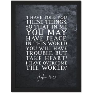 Artery8 Wall Art Print John 16:33 Peace Take Heart I have Overcome the World Christian Bible Verse Large Framed Wall Décor Art Size: W18" x H24" Black W18" x H24" Artery8 Wall Art Print John 16:33 Peace Take Heart I have Overcome the World Christian Bible Verse Large Framed Wall Décor Art Size: W18" x H24" Black W18" x H24"