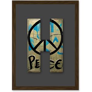 Artery8 Letter H Peace Sign Beige Black Decorative Graffiti Mural Alphabet Initial Stencil Artwork Framed Wall Art Print A4 in Brown Brown Artery8 Letter H Peace Sign Beige Black Decorative Graffiti Mural Alphabet Initial Stencil Artwork Framed Wall Art Print A4 in Brown Brown