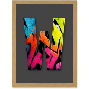 Artery8 Letter W Tagging Pink - A4 - Light Oak - Wall Art Print Artery8 Letter W Tagging Pink - A4 - Light Oak - Wall Art Print