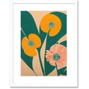 Artery8 Wall Art Print California Poppy Flower Blooms Turquoise Leaves Bright Artwork Framed 9X7 Inch in White Size: W7" x H9" White W7" x H9" Artery8 Wall Art Print California Poppy Flower Blooms Turquoise Leaves Bright Artwork Framed 9X7 Inch in White Size: W7" x H9" White W7" x H9"