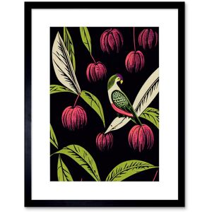 Artery8 Wall Art Print Parrot in Tree Fruit Bright Green & Pink Black Colour Linocut Modern Vintage Artwork Framed 9X7 Inch Size: W7" x H9" Black W7" x H9" Artery8 Wall Art Print Parrot in Tree Fruit Bright Green & Pink Black Colour Linocut Modern Vintage Artwork Framed 9X7 Inch Size: W7" x H9" Black W7" x H9"
