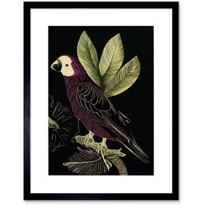 Artery8 Wall Art Print Burgundy Parrot Leaves Tree Branch on Black Vintage Linocut Artwork Framed 9X7 Inch Size: W7" x H9" Black W7" x H9" Artery8 Wall Art Print Burgundy Parrot Leaves Tree Branch on Black Vintage Linocut Artwork Framed 9X7 Inch Size: W7" x H9" Black W7" x H9"