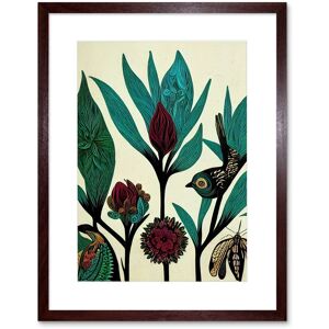 Artery8 Wall Art Print Abstract Folk Art Leaves Flowers Birds Vintage Style Green Burgundy Cream Black Artwork Framed 9X7 Inch Size: W7" x H9" Brown W7" x H9" Artery8 Wall Art Print Abstract Folk Art Leaves Flowers Birds Vintage Style Green Burgundy Cream Black Artwork Framed 9X7 Inch Size: W7" x H9" Brown W7" x H9"
