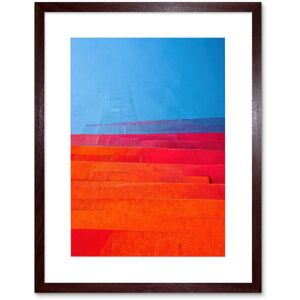 Artery8 Wall Art Print Abstract Minimalist Steps Painting Blue Purple Pink Orange Red Artwork Framed 9X7 Inch in Brown Size: W7" x H9" Brown W7" x H9" Artery8 Wall Art Print Abstract Minimalist Steps Painting Blue Purple Pink Orange Red Artwork Framed 9X7 Inch in Brown Size: W7" x H9" Brown W7" x H9"