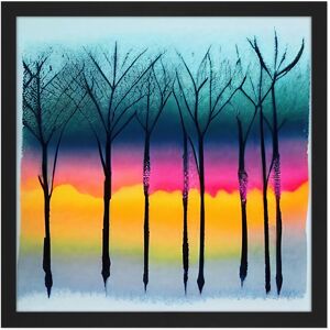 Artery8 Wall Art Print Winter Trees At Sunset Watercolour Forest Colourful Pastel Silhouette Painting Square Framed Picture 16X16 Inch Black W16" x H16" Artery8 Wall Art Print Winter Trees At Sunset Watercolour Forest Colourful Pastel Silhouette Painting Square Framed Picture 16X16 Inch Black W16" x H16"