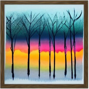 Artery8 Wall Art Print Winter Trees At Sunset Watercolour Forest Colourful Pastel Silhouette Painting Square Framed Picture 16X16 Inch Brown W16" x H16" Artery8 Wall Art Print Winter Trees At Sunset Watercolour Forest Colourful Pastel Silhouette Painting Square Framed Picture 16X16 Inch Brown W16" x H16"