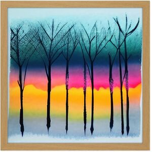 Artery8 Wall Art Print Winter Trees At Sunset Watercolour Forest Colourful Pastel Silhouette Painting Square Framed Picture 16X16 Inch Light Oak W16" x H16" Artery8 Wall Art Print Winter Trees At Sunset Watercolour Forest Colourful Pastel Silhouette Painting Square Framed Picture 16X16 Inch Light Oak W16" x H16"