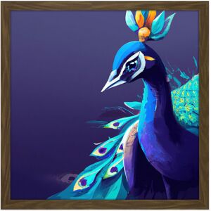 Artery8 Wall Art Print Peacock Peafowl Navy Blue Bird Nature Modern Contemporary Watercolour Painting Square Framed Picture 16X16 Inch Brown W16" x H16" Artery8 Wall Art Print Peacock Peafowl Navy Blue Bird Nature Modern Contemporary Watercolour Painting Square Framed Picture 16X16 Inch Brown W16" x H16"