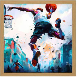 Artery8 Wall Art Print City Basketball Slam Dunk Sport Splatter Watercolour Painting Teal Orange Square Framed Picture 16X16 Inch Size: W16" x H16" Light Oak W16" x H16" Artery8 Wall Art Print City Basketball Slam Dunk Sport Splatter Watercolour Painting Teal Orange Square Framed Picture 16X16 Inch Size: W16" x H16" Light Oak W16" x H16"